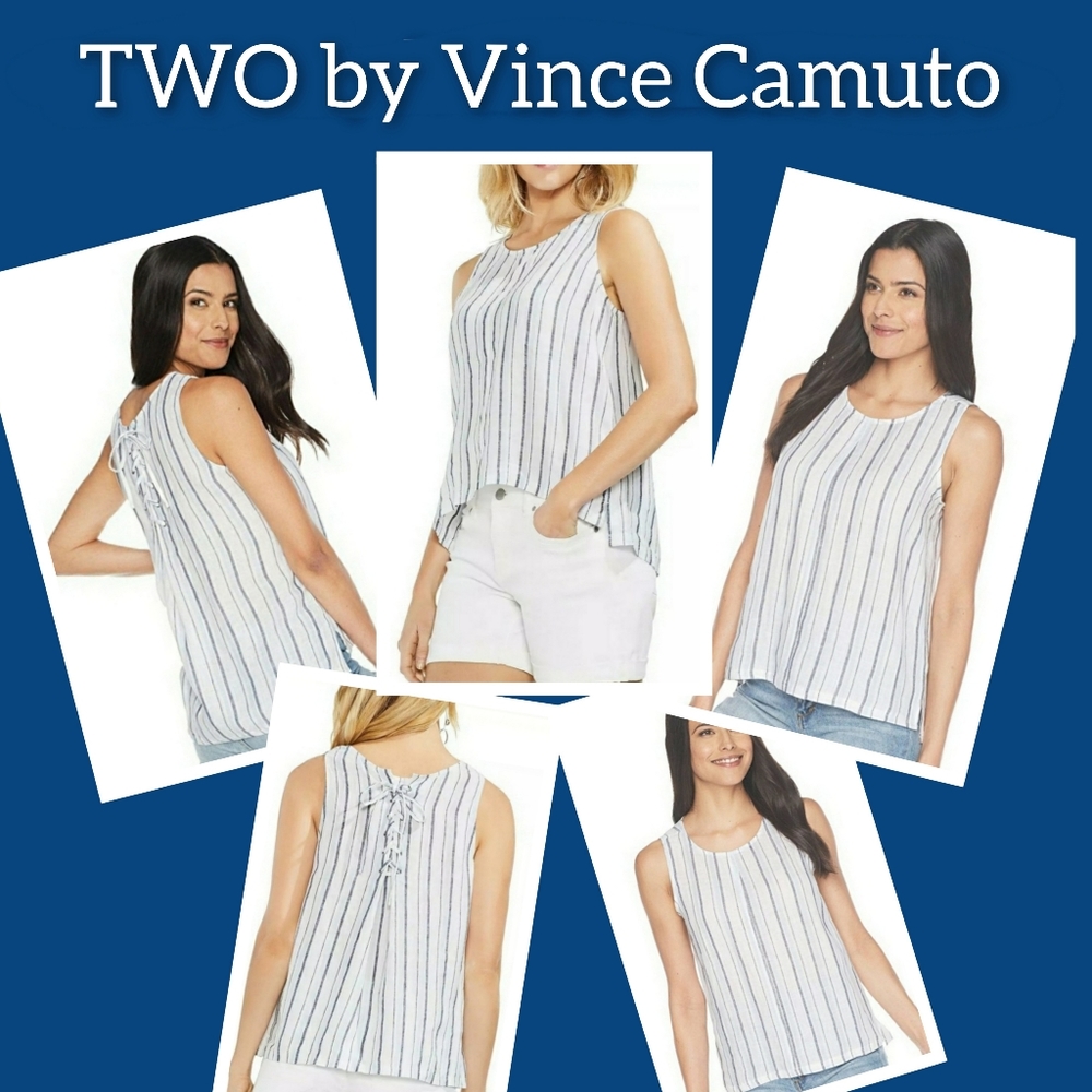 TWO by Vince Camuto™ Linen Lace-Up Back Top